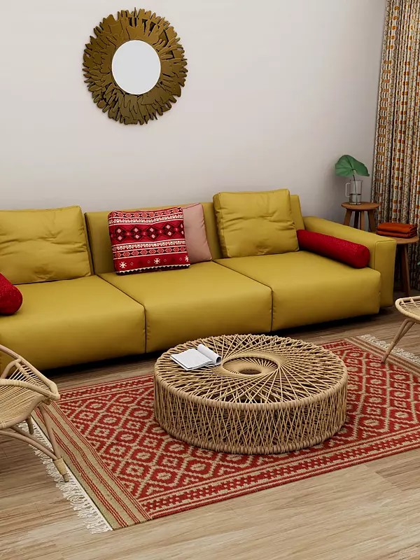 Mars-Red Durri from Sitapur with All-Over Thread Weave