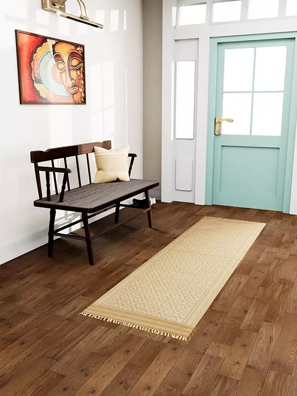 Ivory and Beige Runner from Telangana with Woven Bootis