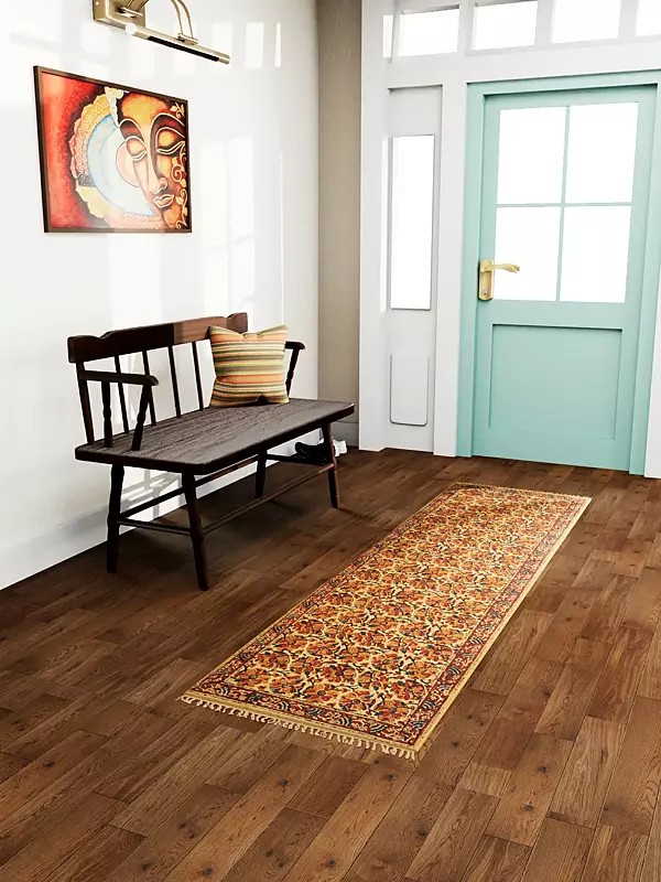 Italian-Straw Floral Printed Kalamkari Runner from Telangana