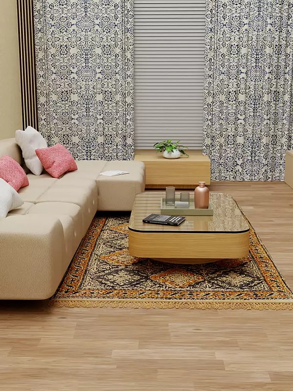 Almond-Oil Kalamkari Dhurrie from Telangana