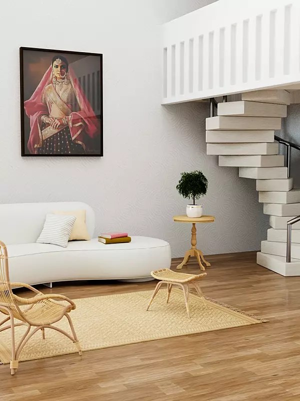 Ivory and Beige Dhurrie from Karnataka with All-Over Weave