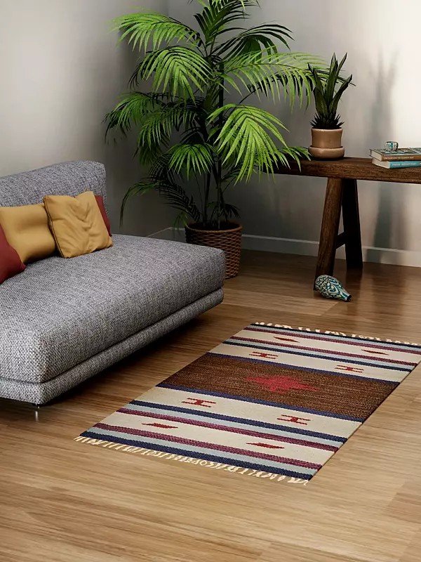 Multicolor Handloom Dhurrie from Sitapur with Kilim Weave