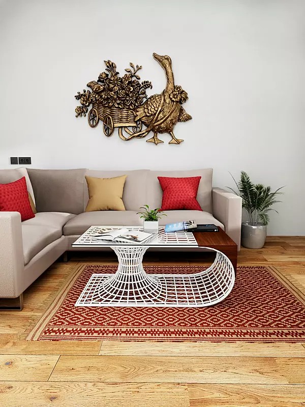 Dhurrie from Telangana with Woven Bootis