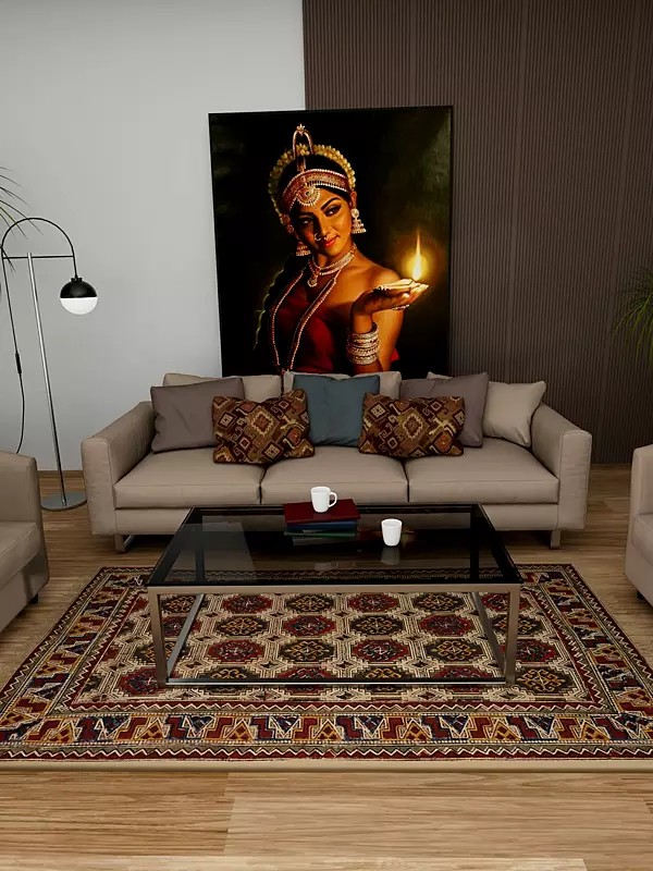 Multicolor Kalamkari Runner from Telangana with Printed Large Bootis