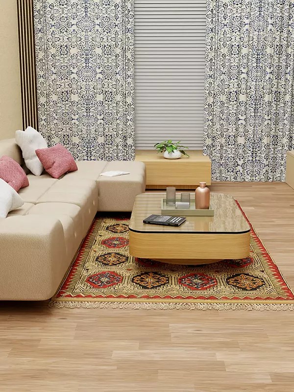 Multicolor Kalamkari Runner from Telangana with Printed Large Bootis