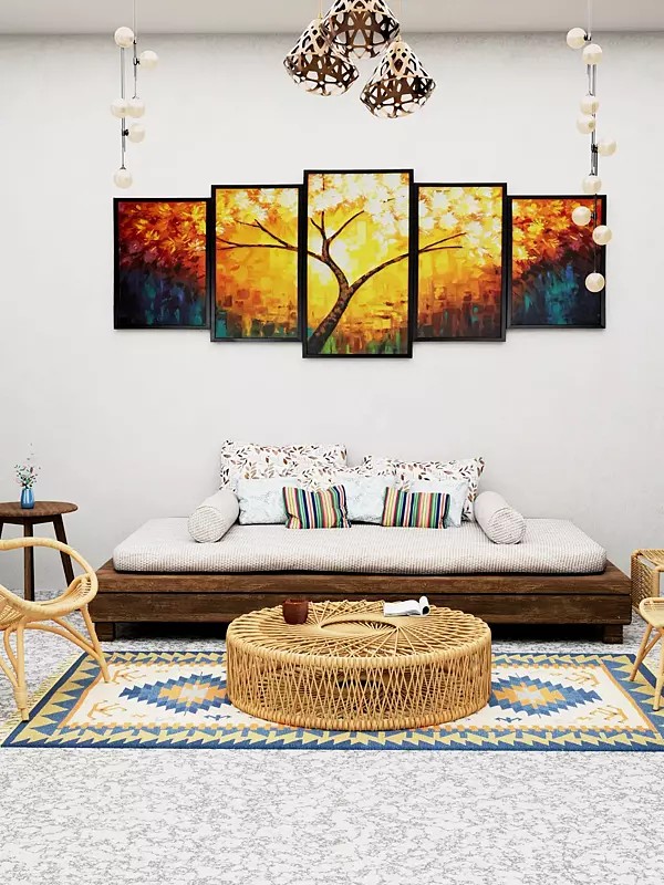 Multicolor Handloom Dhurrie from Sitapur with Kilim Weave