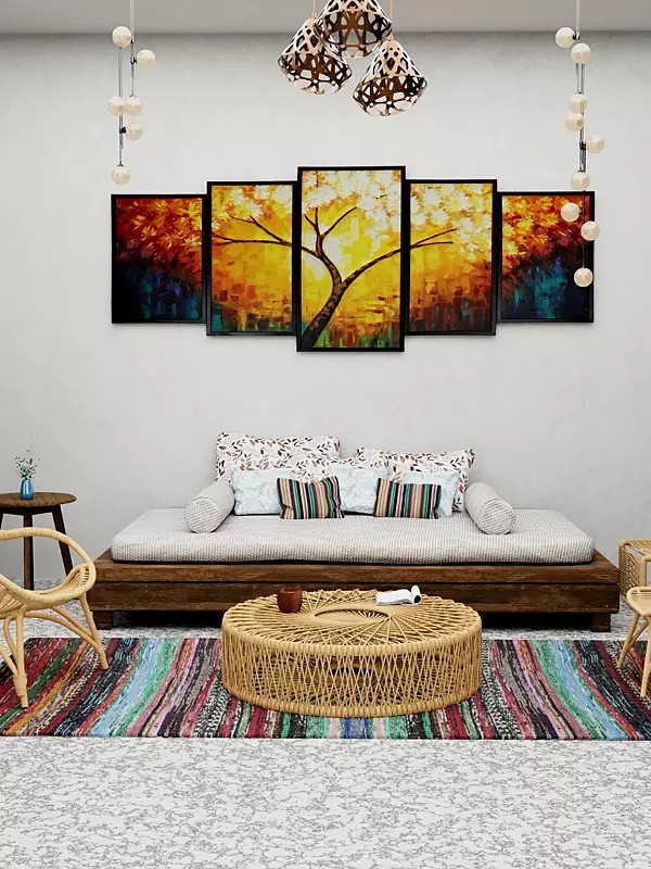 Multi-Color Dhurrie with Woven Stripes All-Over