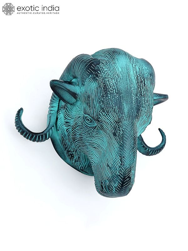 7" Wall Hanging Sheep Head in Brass | Home Decor