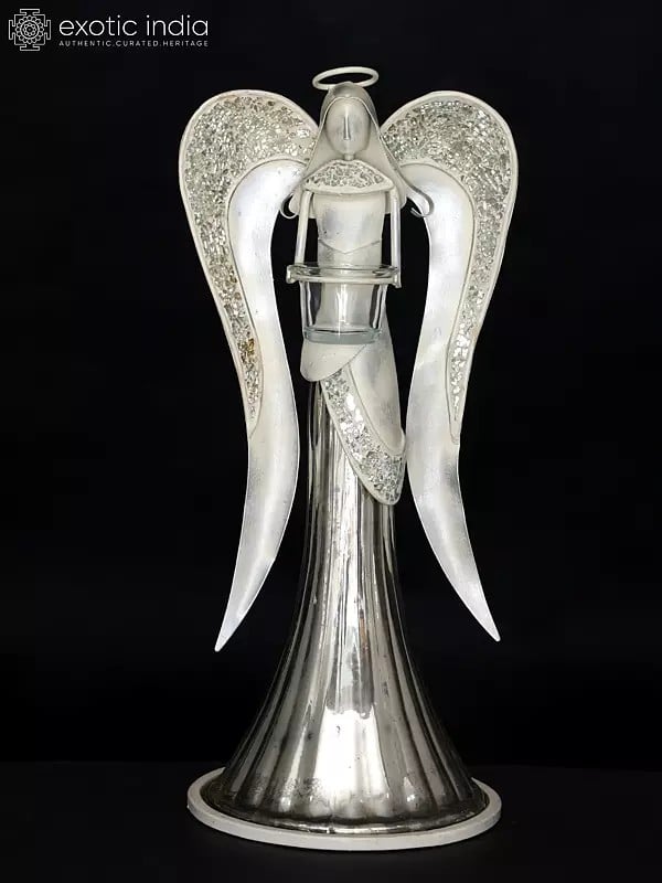 19" White Angel with Candle Holder | Decorative Showpiece