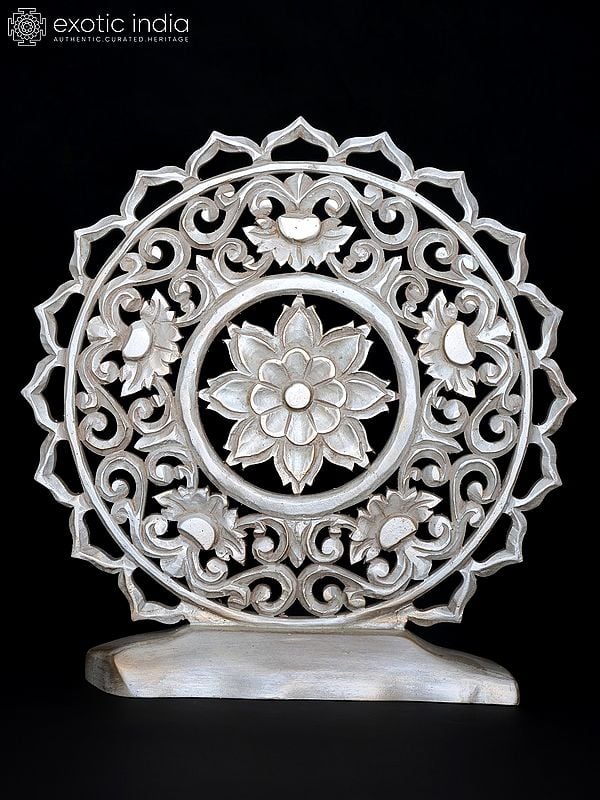 18" Decorative Mandala Art Showpiece In Wood | Home Decor