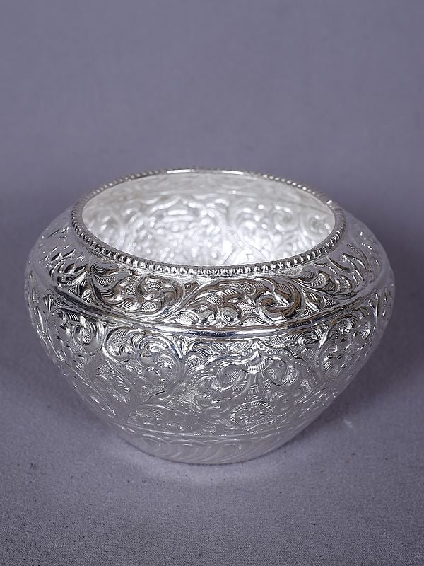 Designer Ritual Silver Bowl From Nepal | Home Décorative Item