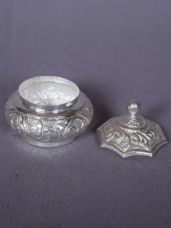 Traditional Silver Kumkum Bowl From Nepal | Sindoor Box