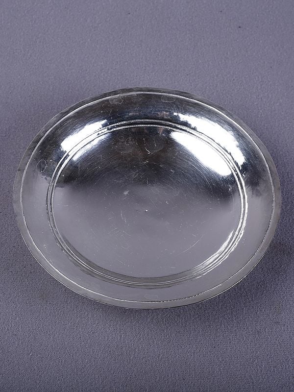 Silver Plain Pooja Thali For Auspicious Occasion From Nepal