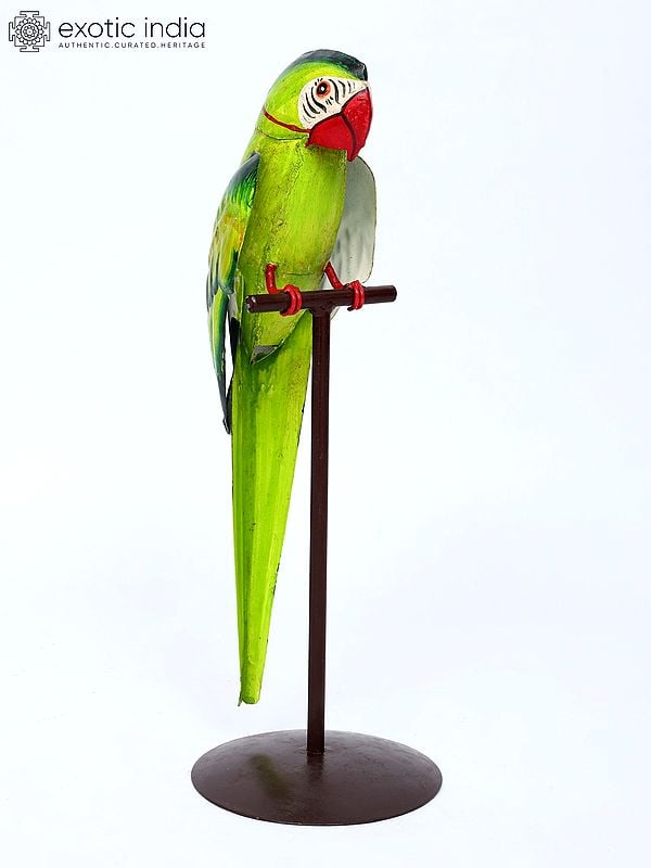 17" Hand-Painted Decorative Parrot | Table Decor