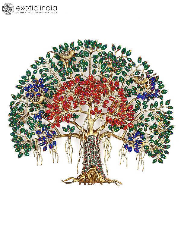 24" Brass Wall Hanging Tree of Life | Home Decor