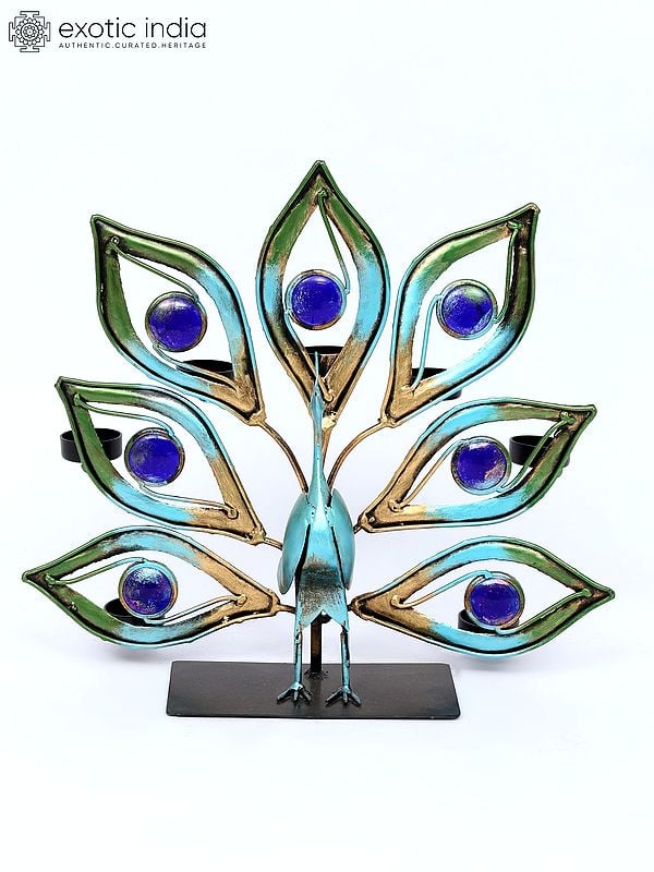 16" Decorative Peacock with Tealight Candle Holders | Home Decor