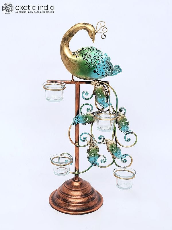 22" Beautiful Peacock with Candle Holders | Home Decor