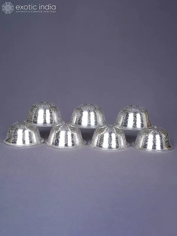 Set Of 7 Pure Silver Decorative Kitchen Bowl From Nepal