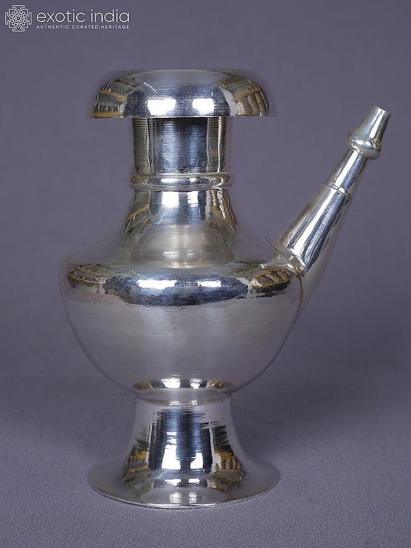 Buddhist Ritual Plain Pure Silver Surahi From Nepal | Decorative Items