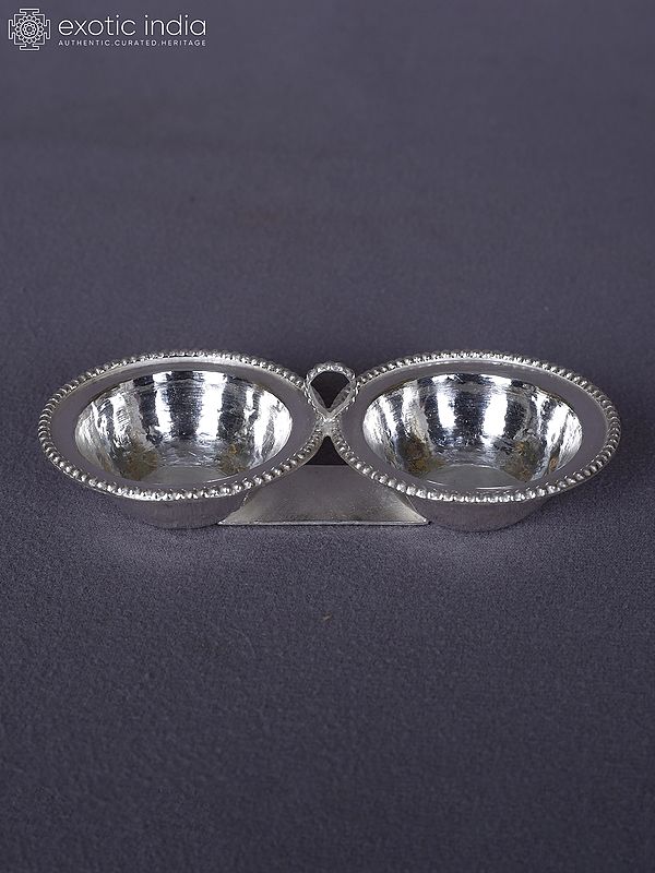 Set Of 2 Pure Silver Ritual Diya For Auspicious Occasion