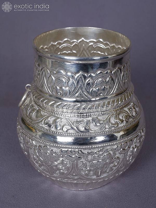 Pure Silver Mana With Asthamangala Engravings | Ritual Item