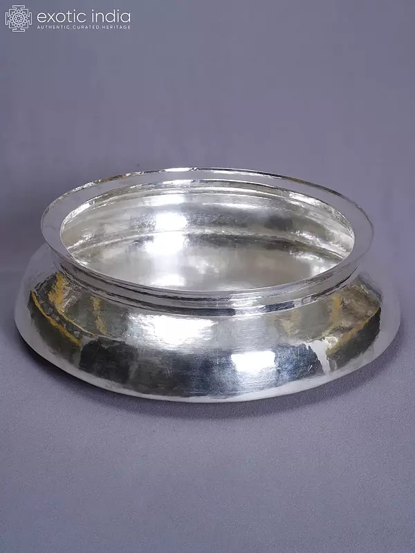 Pure Silver Engraved Newari Pooja Thali (Kota) From Nepal | Ritual Item