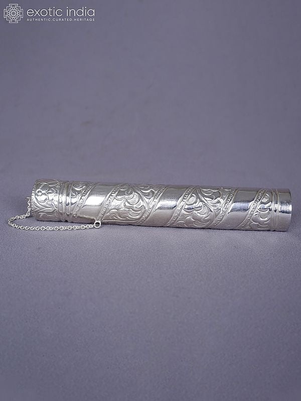 Pure Silver Traditional Engraved Message Scroll Holder From Nepal