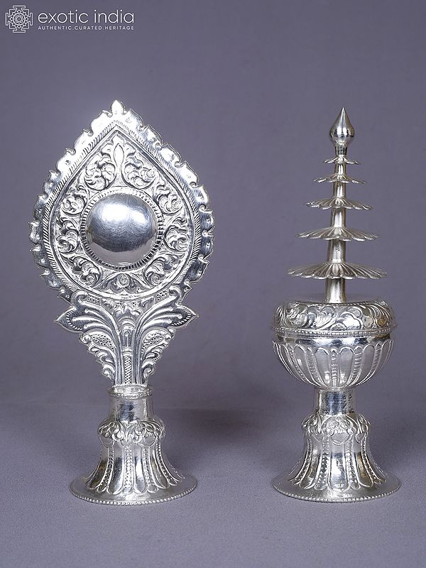 Pure Silver Nhyaka Sinamu Holy Pooja Set From Nepal