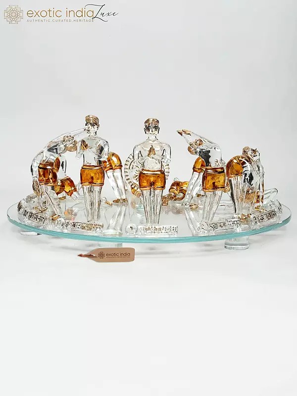 21" The Yogic Circle – 12 Postures of Surya Namaskar | Glass Decorative Item