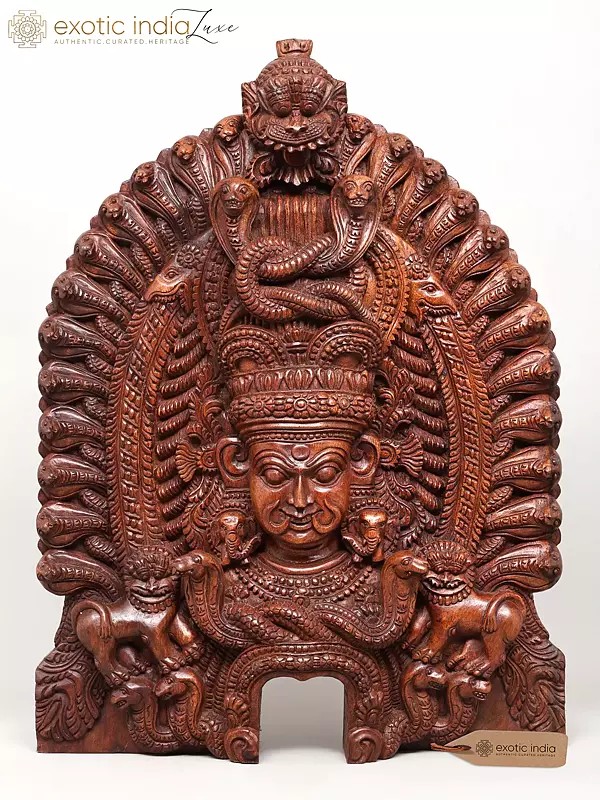 30" Dancer's Headpiece in The form of Hindu Goddess Kali | Wood Carving