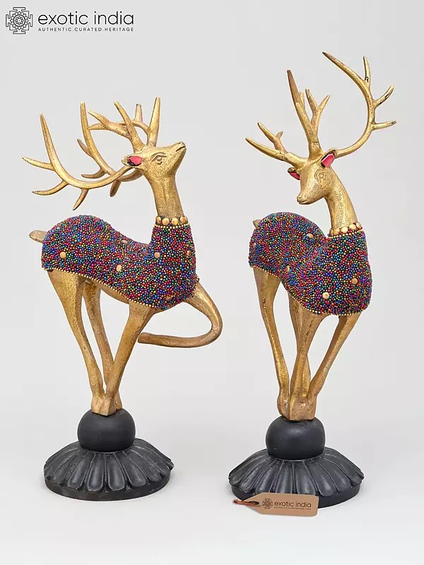 11" Brass Pair of Reindeer | Home Decor