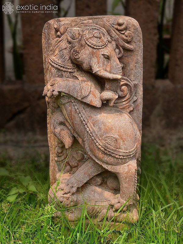 34" Elephant | Sandstone Statue | Exquisite Handmade Indian Art