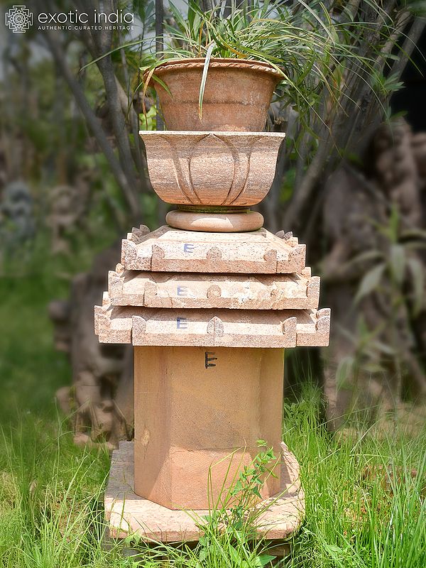 38" Tulsi Plant Pot | Sandstone Statue | Exquisite Handmade Indian Art