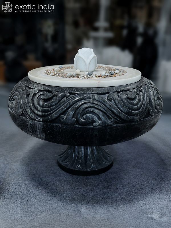 24" Black Marble Fountain | Home Decor | Exquisite Indian Art