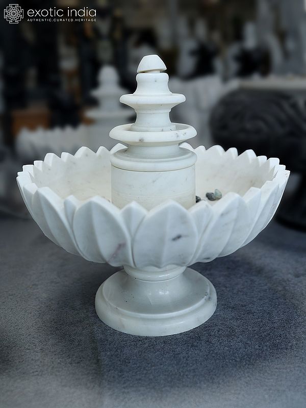 20" Water Fountain | White Marble Sculpture | Exquisite Indian Art