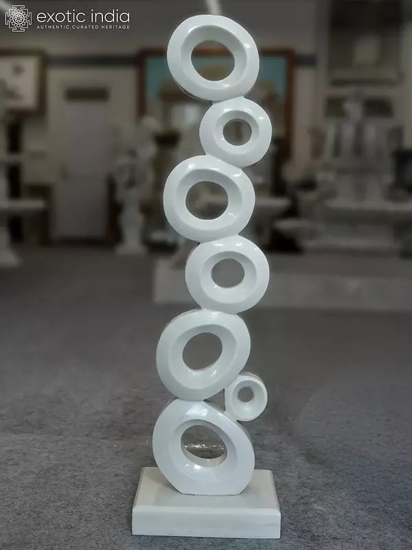 52" Ring Balance | Abstract Modern Art | White Marble Sculpture | Exquisite Indian Art