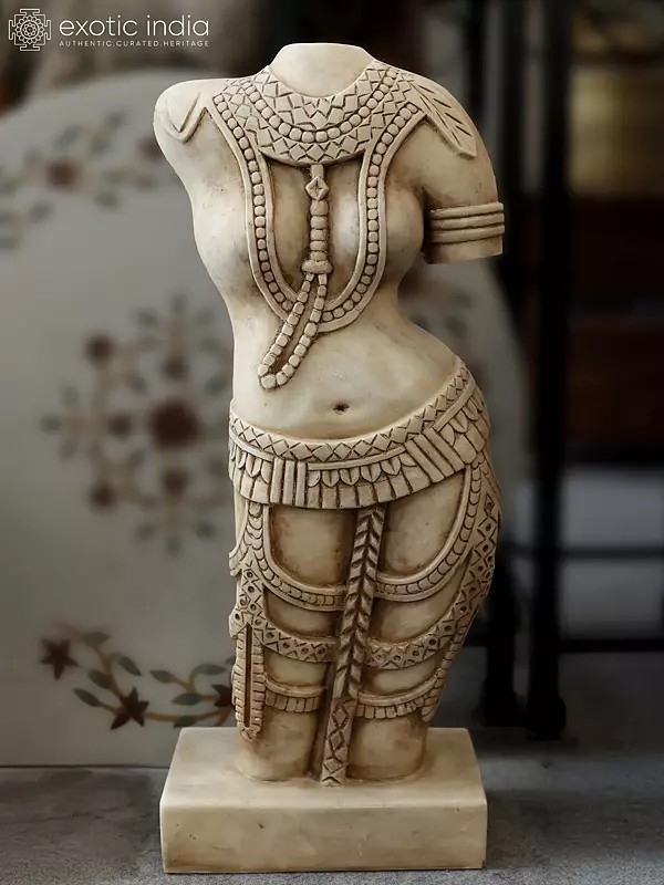 34" Lady Body Figure - Classical Indian Art | Marble Statue | Exquisite Indian Art