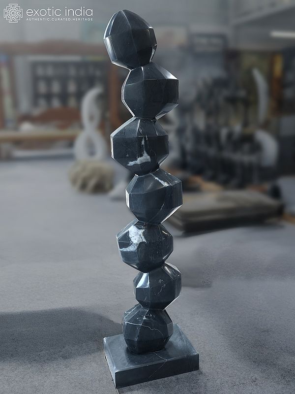 59" Abstract Modern Art | Black Marble Sculpture | Exquisite Indian Art