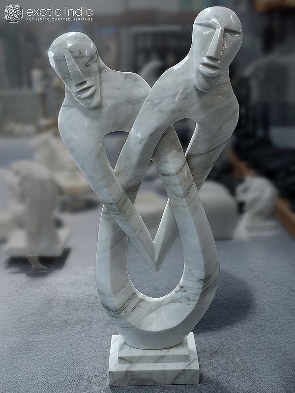 54" Couple | Abstract Modern Art | Marble Statue | Exquisite Indian Art