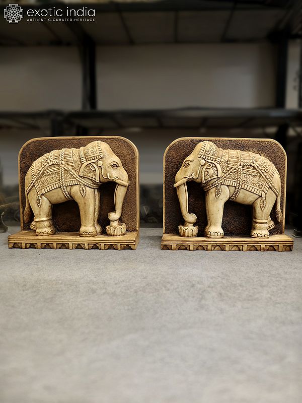 27" Pair of Elephants | Marble Sculpture | Home Decor | Exquisite Indian Art