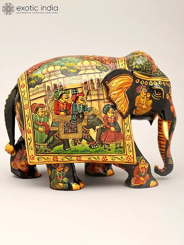 Hand-Painted Wooden Elephant