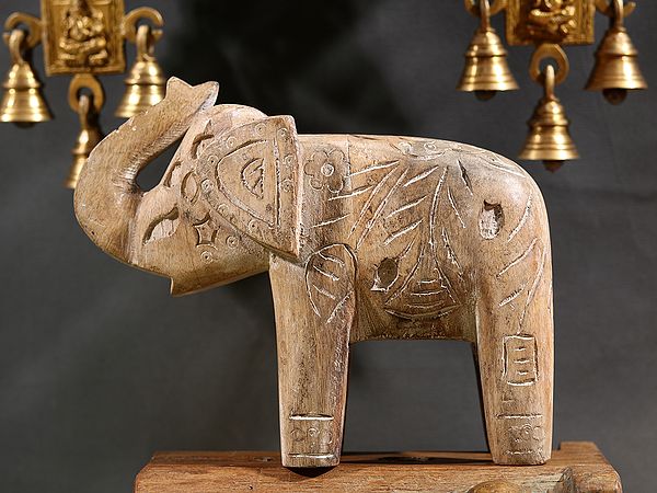 7" Vintage Wooden Elephant Figurine