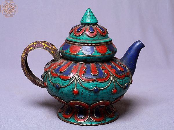 8" Designer Kettle with Stone Work | Made In Nepal