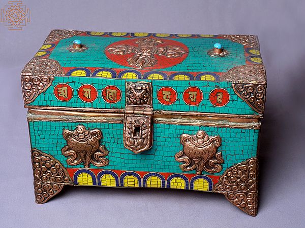 11" Jewellery Box with Stone Work | Made in Nepal