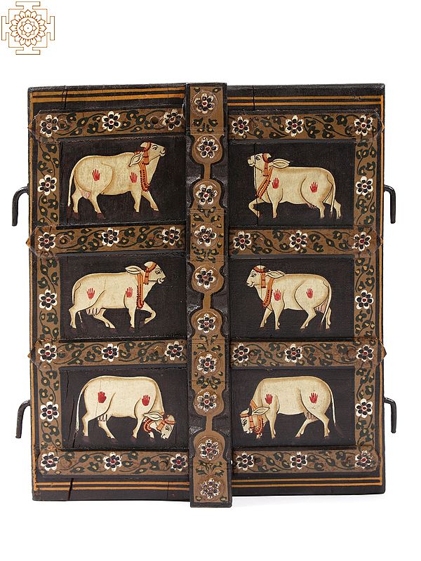 10" Hand-Painted Cow Design Wall Hanging Window