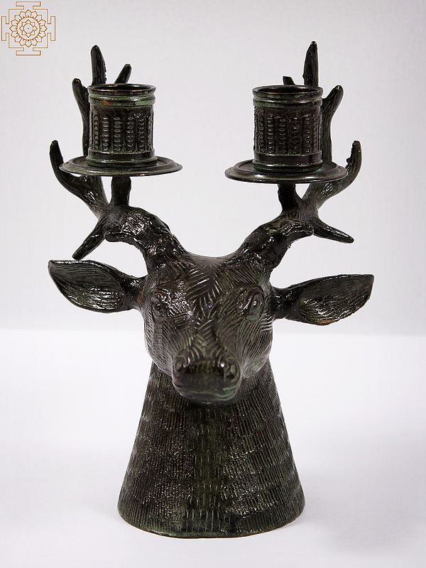 7" Brass Deer Candle Holder Exotic India Art