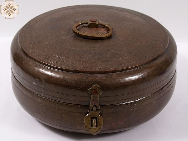14" Round Brass Box for Home Storage