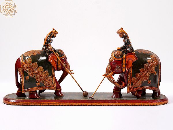 21" Polo on Elephants Back | Decorative Showpiece