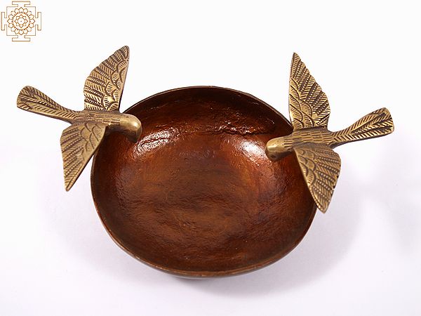 8" Brass Urli Bowl with Flying Bird | Home Decor
