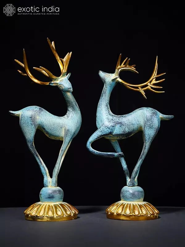 11" Brass Pair of Reindeer | Home Decor